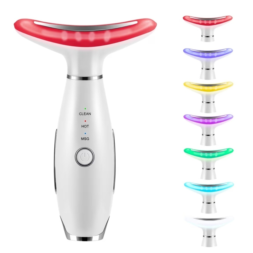 LED Light Therapy Facial Massager - Red and White